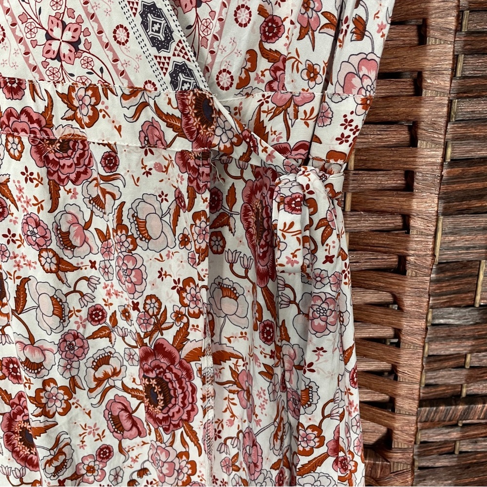 Zesica Floral Wrap Maxi Dress V-neckline, Boho Hippie Cottagecore, Size L. - Picture 9 of 13